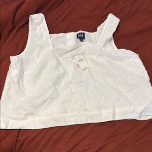 GAP White Crop Tank Top with Wide Straps